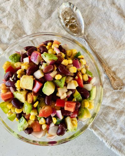 Recipe for Bean and Corn Salad with a vinaigrette dressing