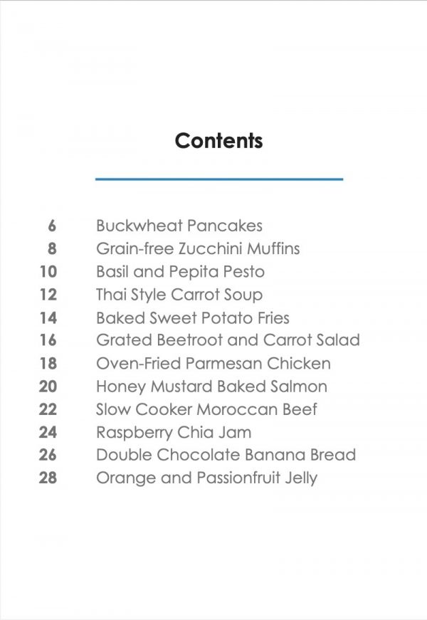 Contents page for Home Matters 101's Favourite Easy Read Recipes